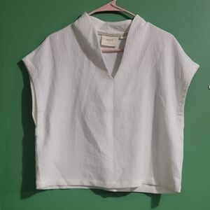 Maeve White Textured Cap Sleeve Blouse